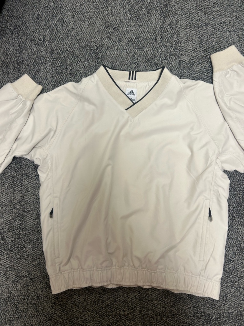 vintage Adidas Cream V-Neck Pullover Windbreaker